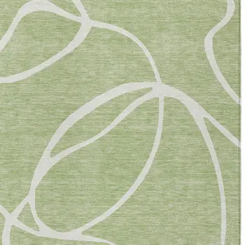 10' X 14' Artichoke Green And Ivory Abstract Washable Indoor Outdoor Area Rug