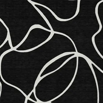 10' X 14' Black And Ivory Abstract Washable Indoor Outdoor Area Rug