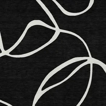 10' X 14' Black And Ivory Abstract Washable Indoor Outdoor Area Rug