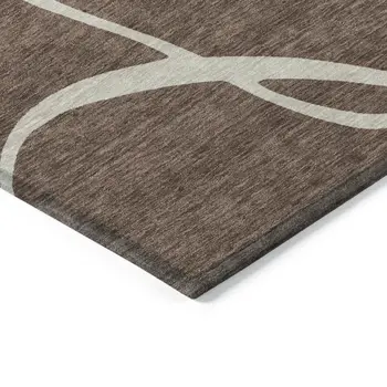 5' X 8' Brown And Beige Abstract Washable Indoor Outdoor Area Rug