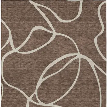 5' X 8' Brown And Beige Abstract Washable Indoor Outdoor Area Rug