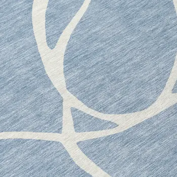 5' X 8' Denim Blue And Ivory Abstract Washable Indoor Outdoor Area Rug