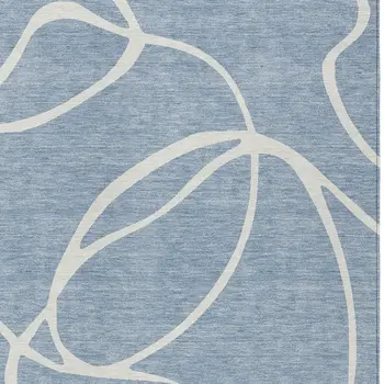 8' X 10' Denim Blue And Ivory Abstract Washable Indoor Outdoor Area Rug