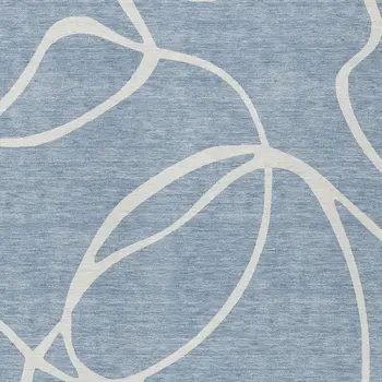 10' X 14' Denim Blue And Ivory Abstract Washable Indoor Outdoor Area Rug