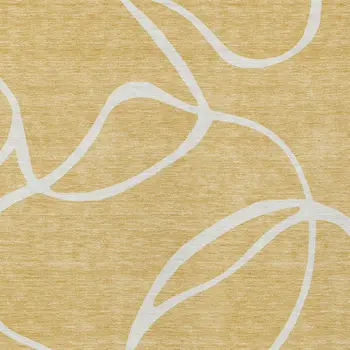 10' X 14' Gold And Ivory Abstract Washable Indoor Outdoor Area Rug