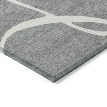 3' X 5' Gray And Ivory Abstract Washable Indoor Outdoor Area Rug