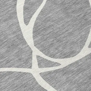 8' Gray And Ivory Round Abstract Washable Indoor Outdoor Area Rug