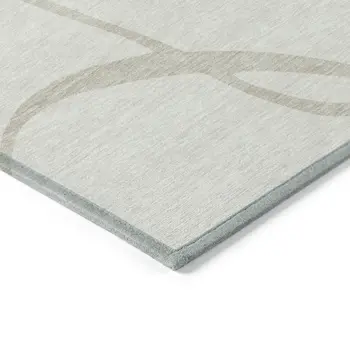 8' X 10' Ivory And Beige Abstract Washable Indoor Outdoor Area Rug