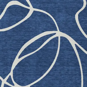 5' X 8' Navy Blue And Ivory Abstract Washable Indoor Outdoor Area Rug