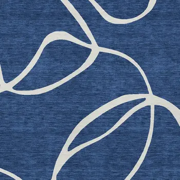 8' X 10' Navy Blue And Ivory Abstract Washable Indoor Outdoor Area Rug