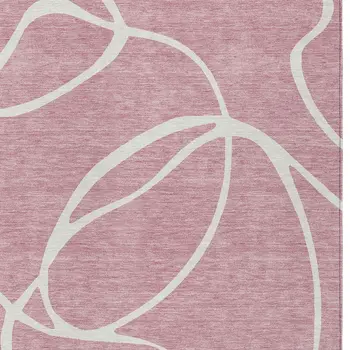 3' X 5' Pink And Ivory Abstract Washable Indoor Outdoor Area Rug