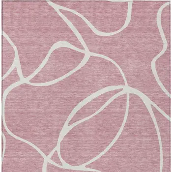 5' X 8' Pink And Ivory Abstract Washable Indoor Outdoor Area Rug