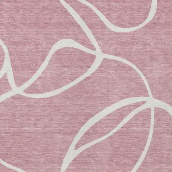 5' X 8' Pink And Ivory Abstract Washable Indoor Outdoor Area Rug