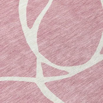 8' X 10' Pink And Ivory Abstract Washable Indoor Outdoor Area Rug