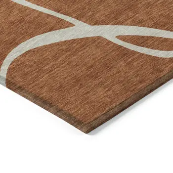 10' X 14' Copper And Ivory Abstract Washable Indoor Outdoor Area Rug
