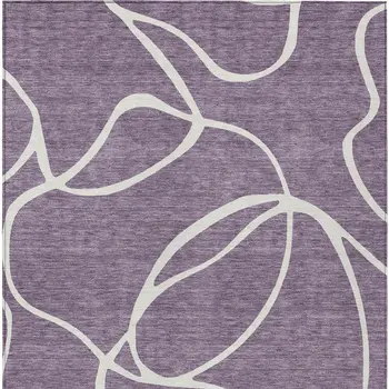 8' X 10' Purple And Ivory Abstract Washable Indoor Outdoor Area Rug