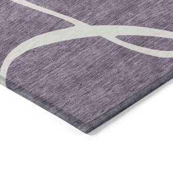 8' X 10' Purple And Ivory Abstract Washable Indoor Outdoor Area Rug