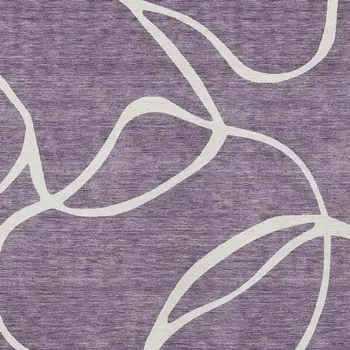9' X 12' Purple And Ivory Abstract Washable Indoor Outdoor Area Rug