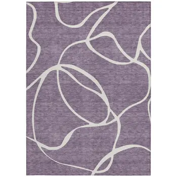 10' X 14' Purple And Ivory Abstract Washable Indoor Outdoor Area Rug