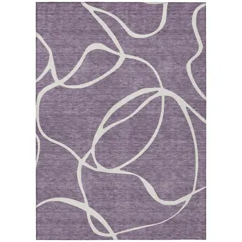 10' X 14' Purple And Ivory Abstract Washable Indoor Outdoor Area Rug