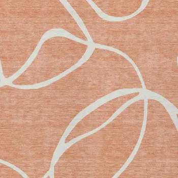9' X 12' Salmon And Ivory Abstract Washable Indoor Outdoor Area Rug