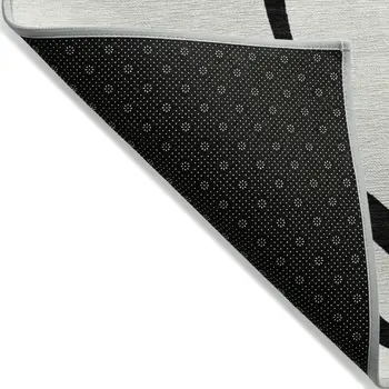 5' X 8' White And Black Abstract Washable Indoor Outdoor Area Rug
