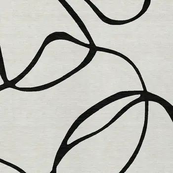 5' X 8' White And Black Abstract Washable Indoor Outdoor Area Rug