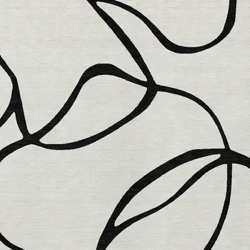 10' X 14' White And Black Abstract Washable Indoor Outdoor Area Rug