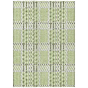 3' X 5' Artichoke Green Gray And Brown Plaid Washable Indoor Outdoor Area Rug