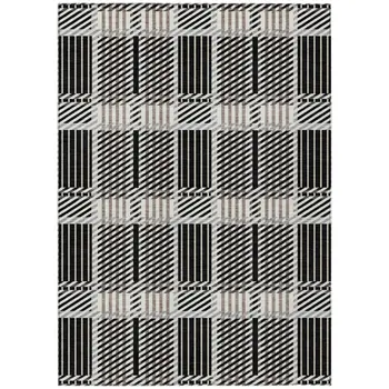 3' X 5' Black Gray And Brown Plaid Washable Indoor Outdoor Area Rug