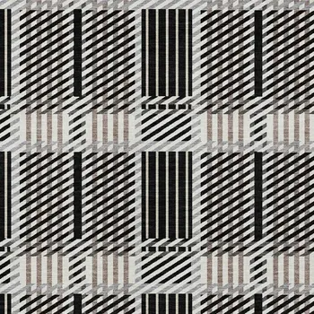 8' X 10' Black Gray And Brown Plaid Washable Indoor Outdoor Area Rug