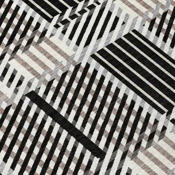 8' X 10' Black Gray And Brown Plaid Washable Indoor Outdoor Area Rug