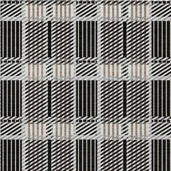 10' X 14' Black Gray And Brown Plaid Washable Indoor Outdoor Area Rug