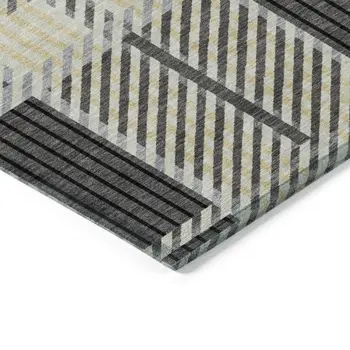 5' X 8' Gray Charcoal And Black Plaid Washable Indoor Outdoor Area Rug