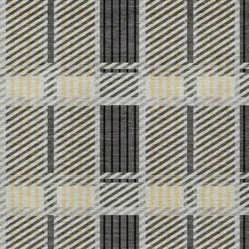 10' X 14' Gray Charcoal And Black Plaid Washable Indoor Outdoor Area Rug