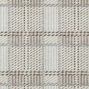 3' X 5' Ivory Gray And Brown Plaid Washable Indoor Outdoor Area Rug
