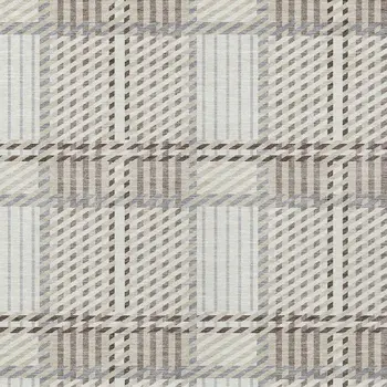 5' X 8' Ivory Gray And Brown Plaid Washable Indoor Outdoor Area Rug