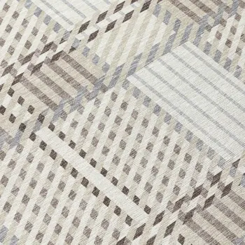 8' X 10' Ivory Gray And Brown Plaid Washable Indoor Outdoor Area Rug
