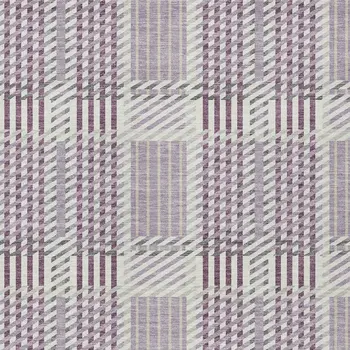 3' X 5' Lavender Ivory And Gray Plaid Washable Indoor Outdoor Area Rug