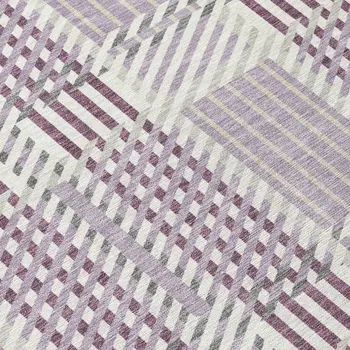 5' X 8' Lavender Ivory And Gray Plaid Washable Indoor Outdoor Area Rug