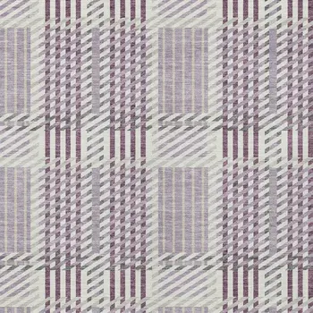 8' X 10' Lavender Ivory And Gray Plaid Washable Indoor Outdoor Area Rug