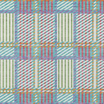 8' X 10' White Purple And Pink Plaid Washable Indoor Outdoor Area Rug