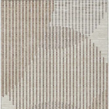 3' X 5' Beige And Ivory Geometric Washable Indoor Outdoor Area Rug