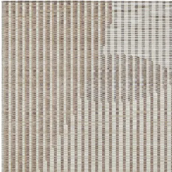 8' X 10' Beige And Ivory Geometric Washable Indoor Outdoor Area Rug