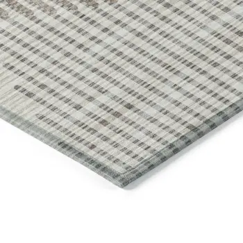 9' X 12' Beige And Ivory Geometric Washable Indoor Outdoor Area Rug