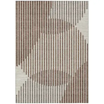 3' X 5' Brown And Beige Geometric Washable Indoor Outdoor Area Rug