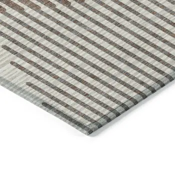 5' X 8' Brown And Beige Geometric Washable Indoor Outdoor Area Rug