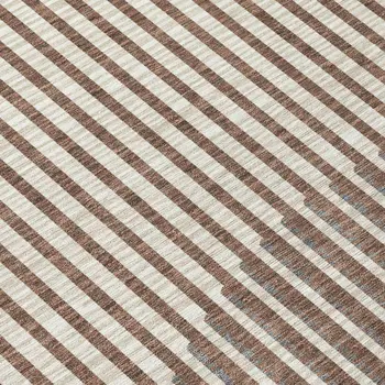 8' Brown And Beige Round Geometric Washable Indoor Outdoor Area Rug