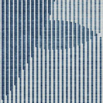 3' X 5' Blue And Ivory Geometric Washable Indoor Outdoor Area Rug