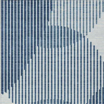 5' X 8' Blue And Ivory Geometric Washable Indoor Outdoor Area Rug